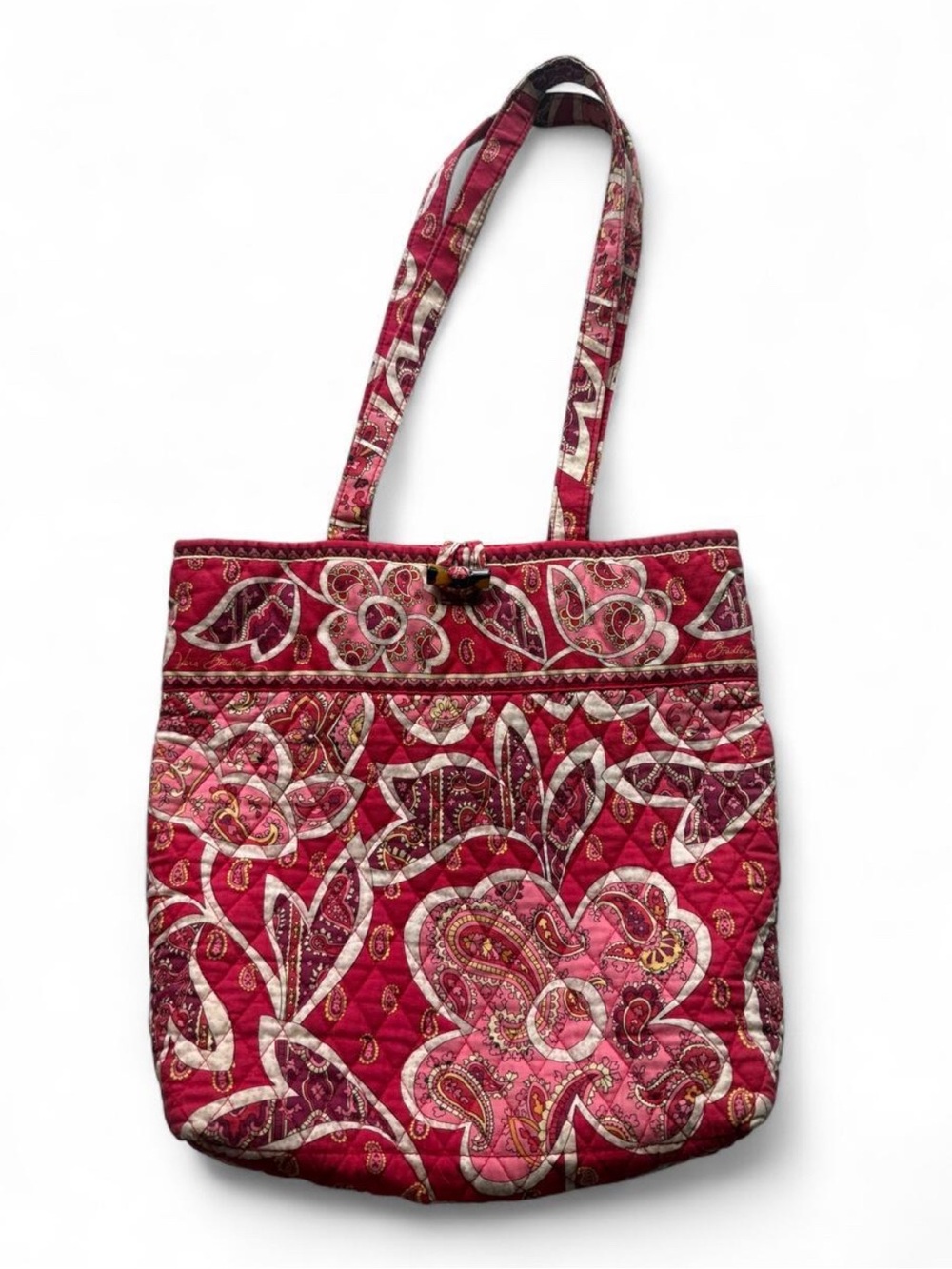 Quilted Vera Bradley vintage Floral Tote Bag in red and Pink